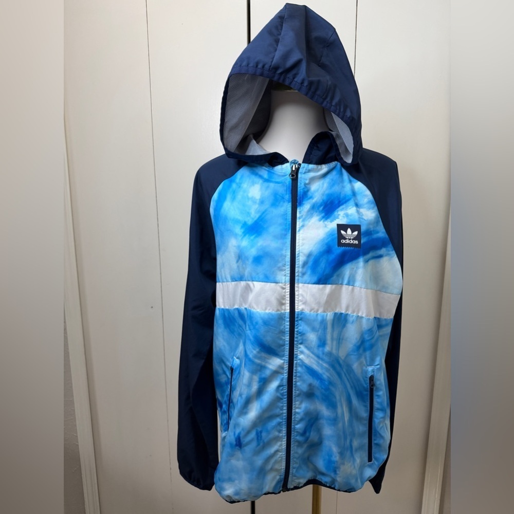 Adidas Men’s Blue and White Raincoat